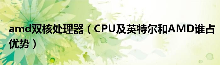 amd双核处理器【CPU及英特尔和AMD谁占优势】