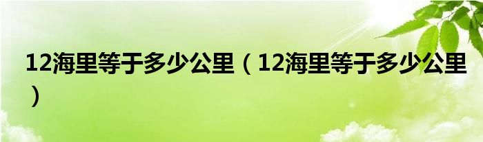 12海里等于多少公里【12海里等于多少公里】