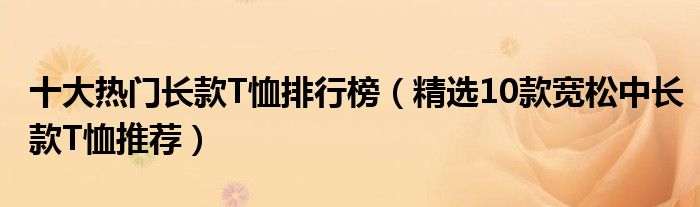 十大热门长款T恤排行榜【精选10款宽松中长款T恤推荐】