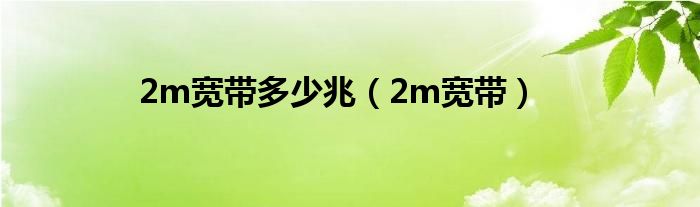 2m宽带多少兆【2m宽带】