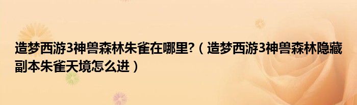 造梦西游3神兽森林朱雀在哪里?【造梦西游3神兽森林隐藏副本朱雀天境怎么进】