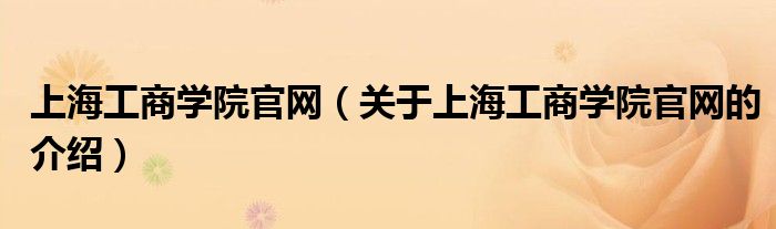 上海工商学院官网【关于上海工商学院官网的介绍】