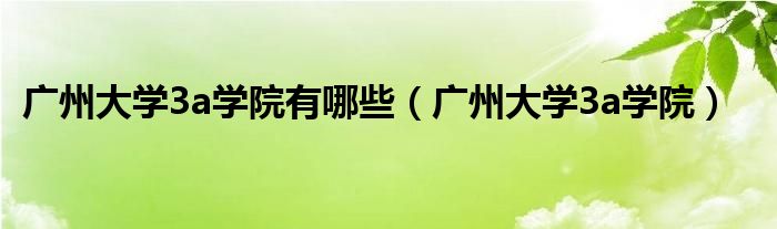 广州大学3a学院有哪些【广州大学3a学院】