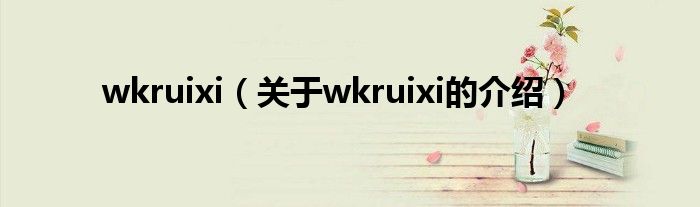 wkruixi【关于wkruixi的介绍】