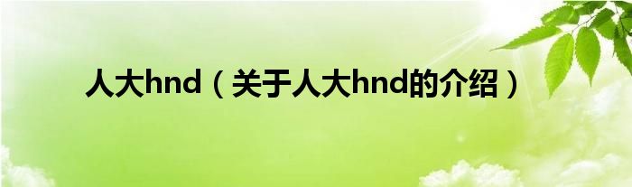 人大hnd【关于人大hnd的介绍】