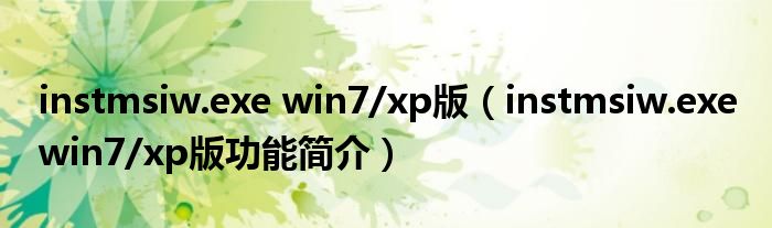 instmsiw.exe win7/xp版【instmsiw.exe win7/xp版功能简介】