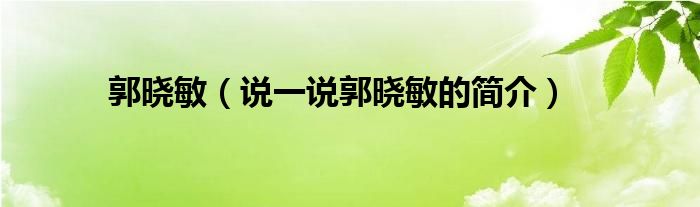 郭晓敏【说一说郭晓敏的简介】