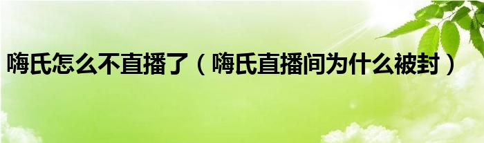 嗨氏怎么不直播了【嗨氏直播间为什么被封】