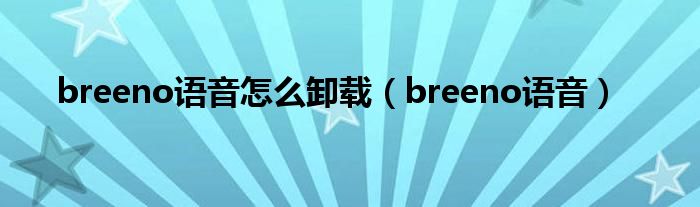 breeno语音怎么卸载【breeno语音】