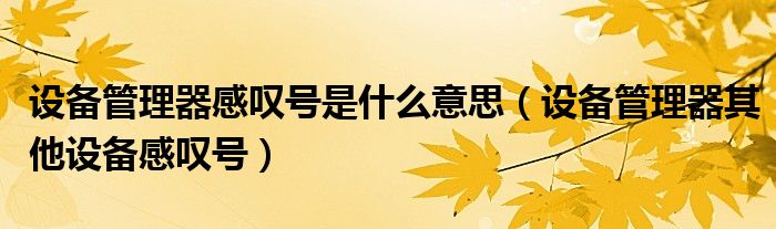 设备管理器感叹号是什么意思【设备管理器其他设备感叹号】