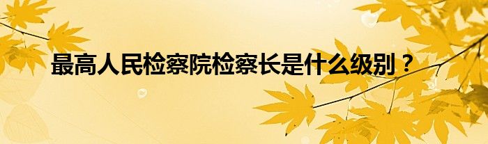 最高人民检察院检察长是什么级别？