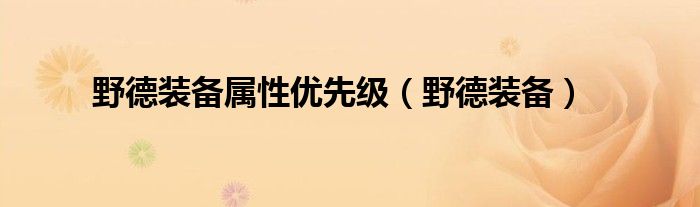 野德装备属性优先级【野德装备】