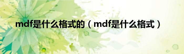 mdf是什么格式的【mdf是什么格式】