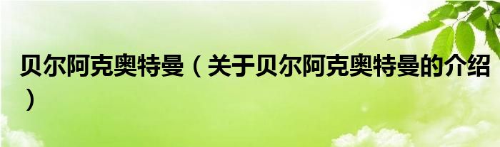 贝尔阿克奥特曼【关于贝尔阿克奥特曼的介绍】