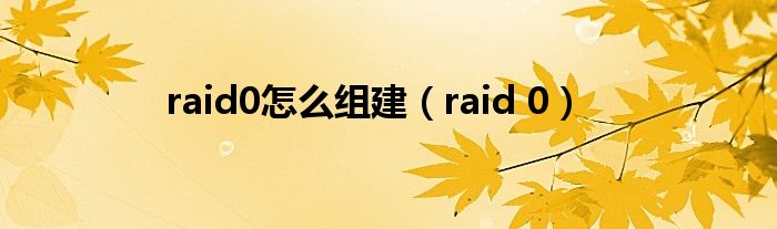 raid0怎么组建【raid 0】