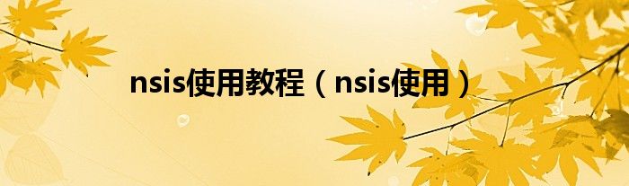 nsis使用教程【nsis使用】