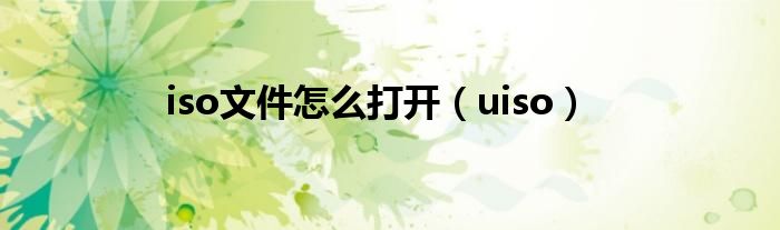 iso文件怎么打开【uiso】