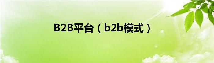 B2B平台【b2b模式】