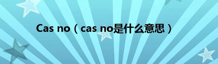 Cas no【cas no是什么意思】