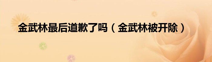 金武林最后道歉了吗【金武林被开除】