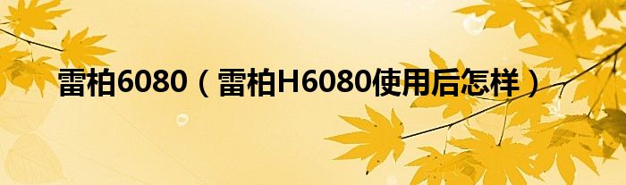 雷柏6080【雷柏H6080使用后怎样】