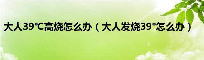 大人39℃高烧怎么办【大人发烧39°怎么办】