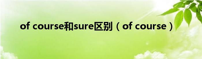 of course和sure区别【of course】