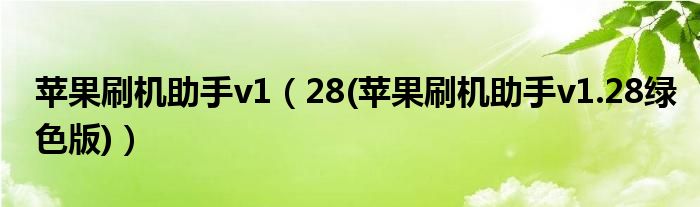 苹果刷机助手v1【28(苹果刷机助手v1.28绿色版)】