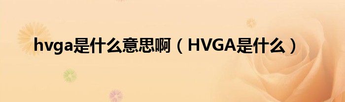 hvga是什么意思啊【HVGA是什么】