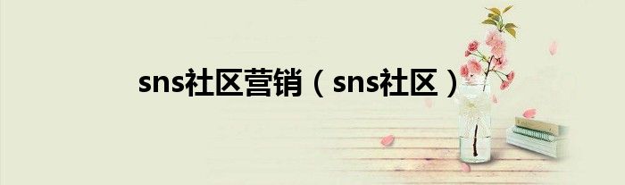 sns社区营销【sns社区】