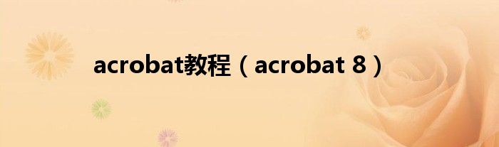 acrobat教程【acrobat 8】