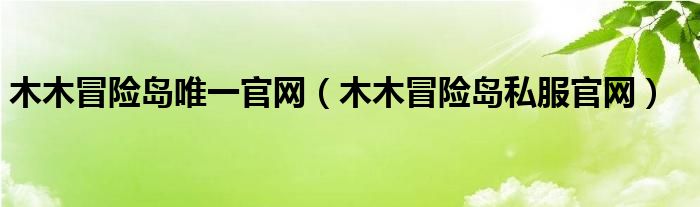 木木冒险岛唯一官网【木木冒险岛私服官网】