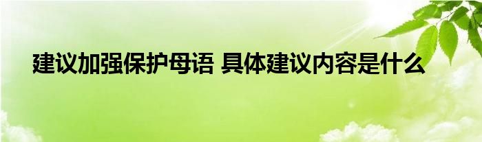 建议加强保护母语 具体建议内容是什么