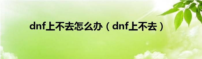 dnf上不去怎么办【dnf上不去】