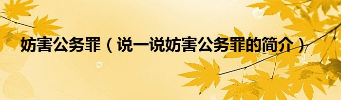 妨害公务罪【说一说妨害公务罪的简介】