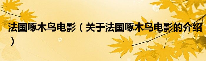 法国啄木鸟电影【关于法国啄木鸟电影的介绍】