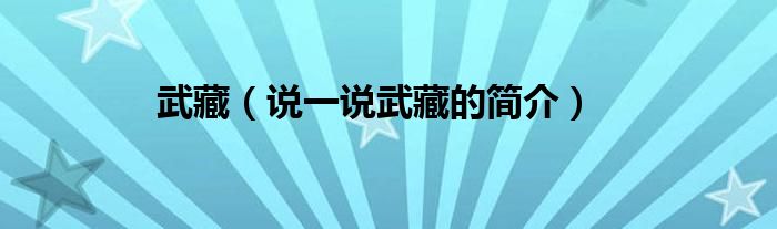 武藏【说一说武藏的简介】