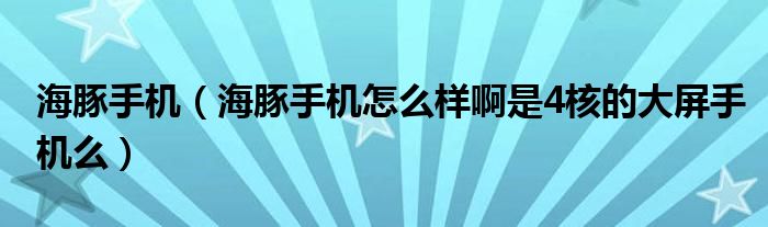 海豚手机【海豚手机怎么样啊是4核的大屏手机么】