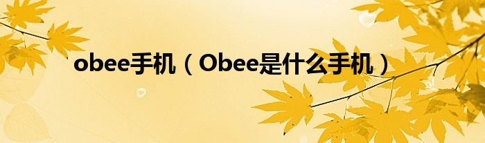 obee手机【Obee是什么手机】