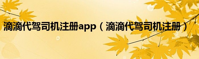 滴滴代驾司机注册app【滴滴代驾司机注册】