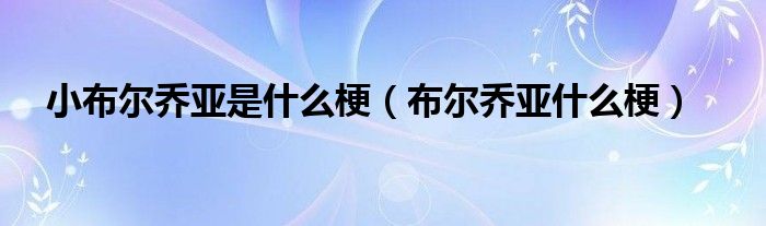 小布尔乔亚是什么梗【布尔乔亚什么梗】