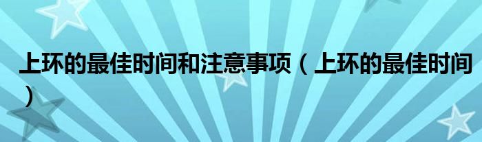 上环的最佳时间和注意事项【上环的最佳时间】