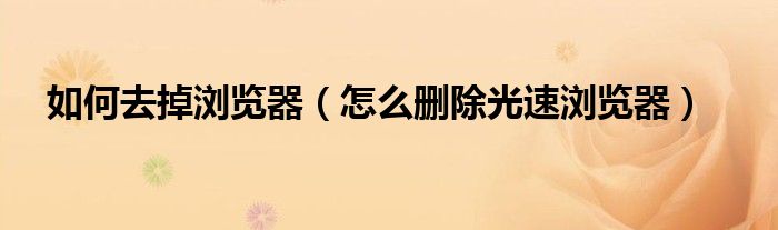 如何去掉浏览器【怎么删除光速浏览器】