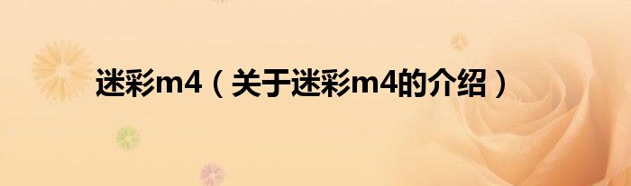 迷彩m4【关于迷彩m4的介绍】