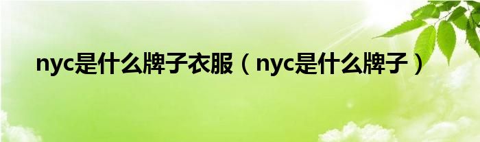 nyc是什么牌子衣服【nyc是什么牌子】