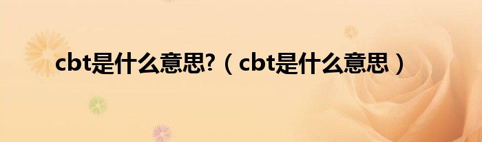 cbt是什么意思?【cbt是什么意思】