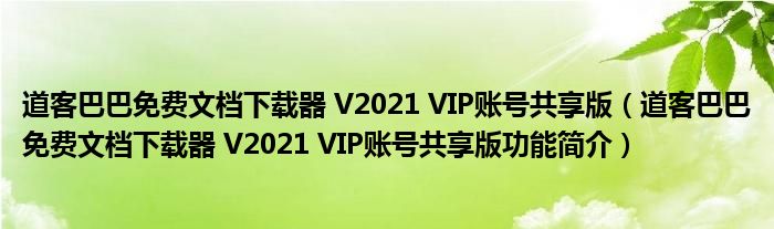 道客巴巴免费文档下载器 V2021 VIP账号共享版【道客巴巴免费文档下载器 V2021 VIP账号共享版功能简介】