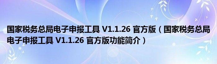 国家税务总局电子申报工具 V1.1.26 官方版【国家税务总局电子申报工具 V1.1.26 官方版功能简介】