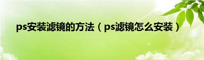 ps安装滤镜的方法【ps滤镜怎么安装】