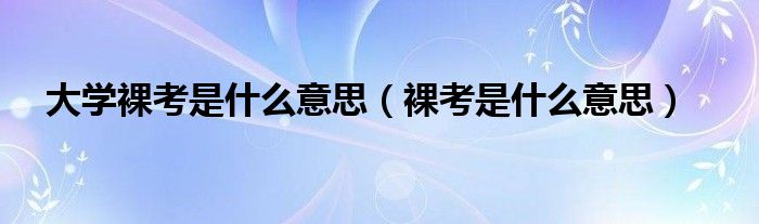 大学裸考是什么意思【裸考是什么意思】